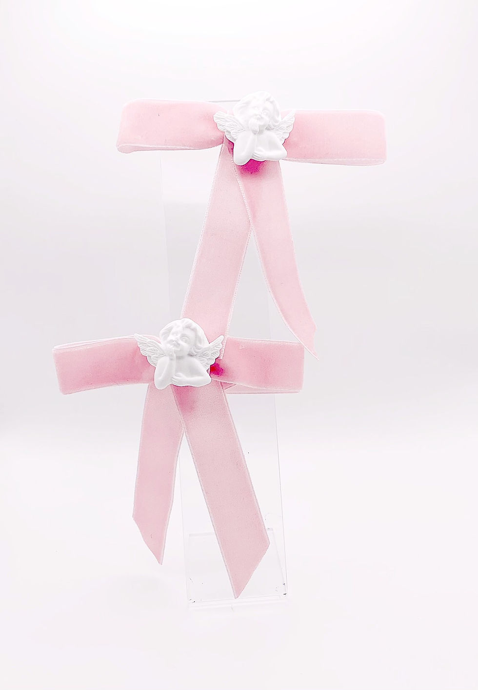 Miniaturbild: Pink Velvet Cupid Bow Hair Clips