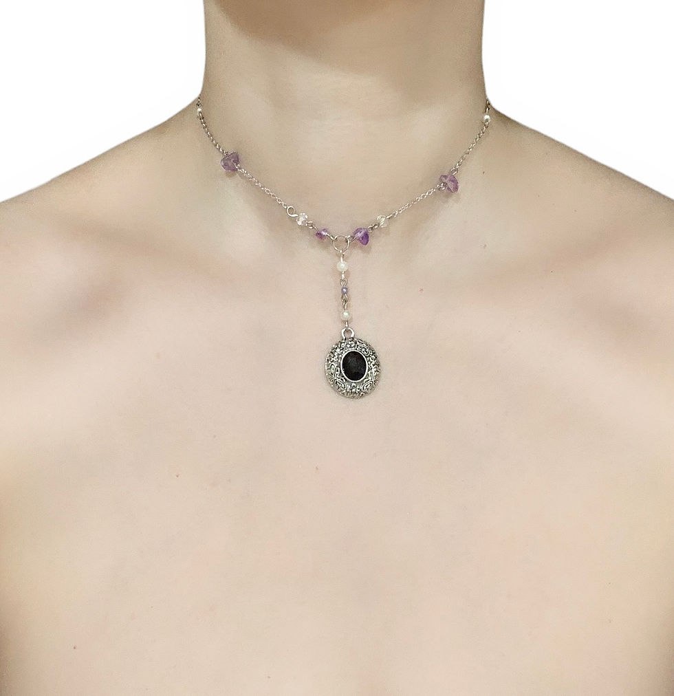 Miniatyrbild: Purple Glass Drop Pendant Necklace