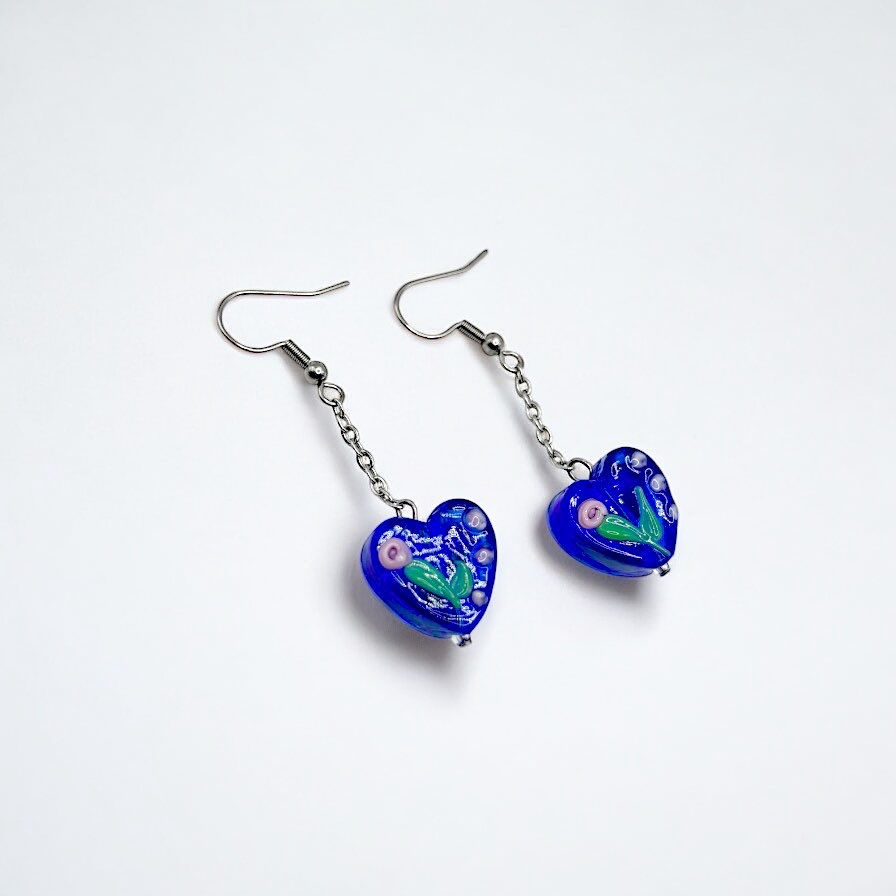 Thumbnail: Azure Heart Bloom Earrings