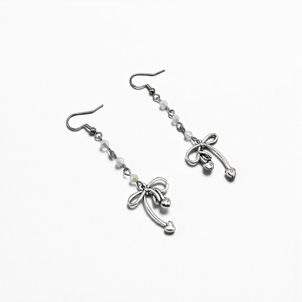 Miniatura: Silver Bow Whisper Drop Earrings