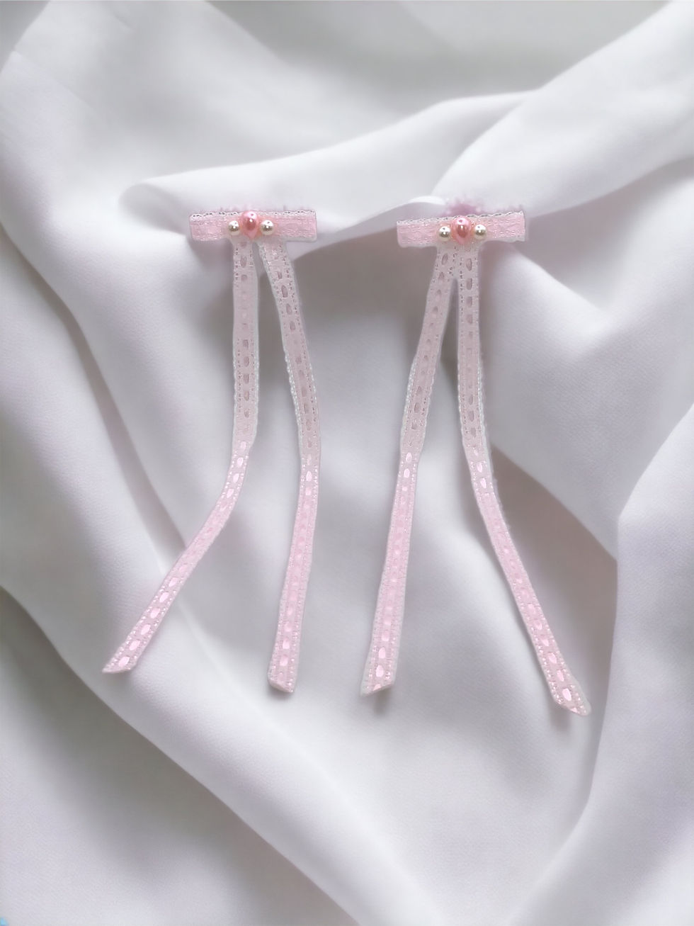 Pink Long Line Bow Hair Clips