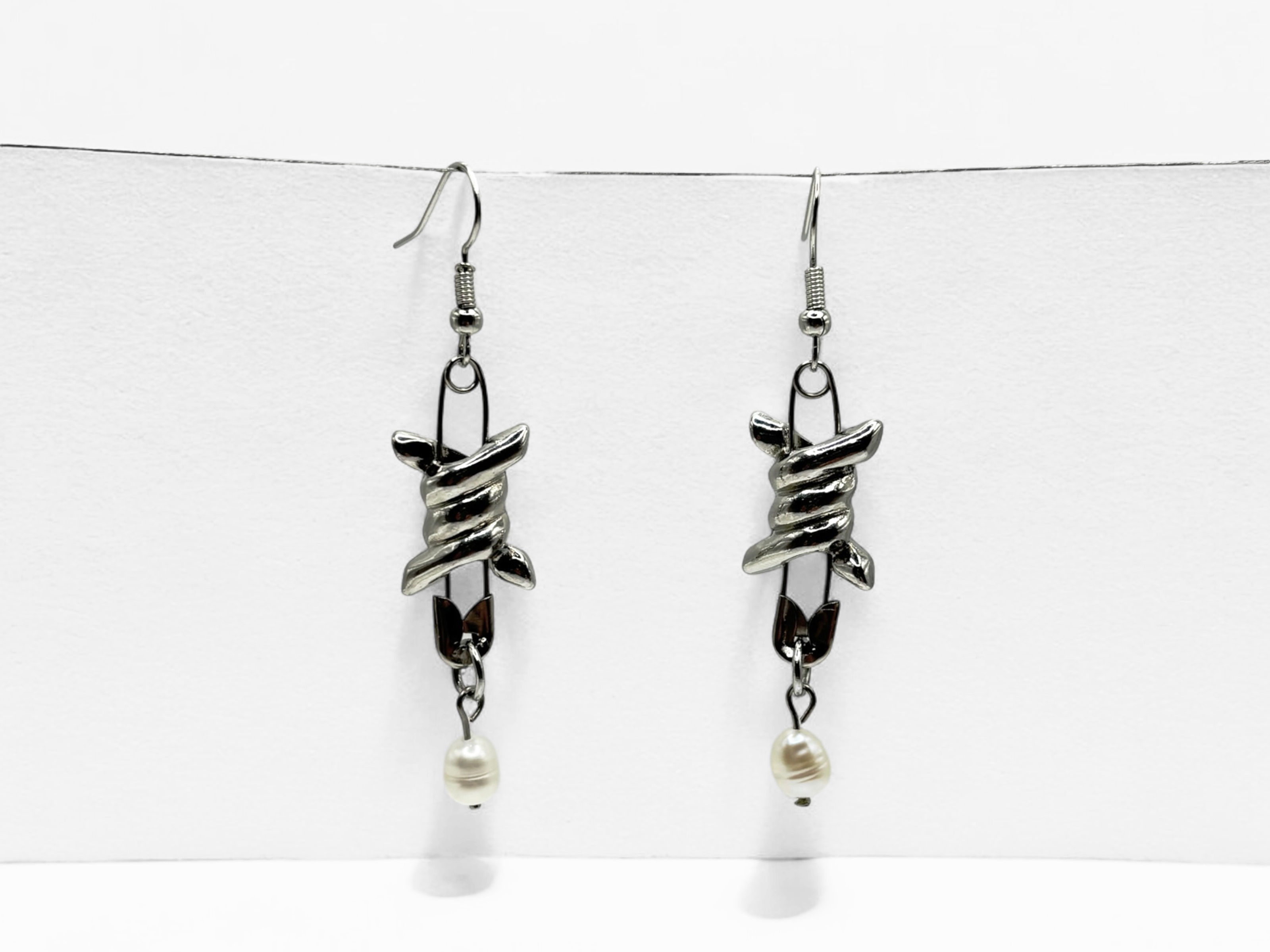 Barbed Wire Safety Pin Earrings