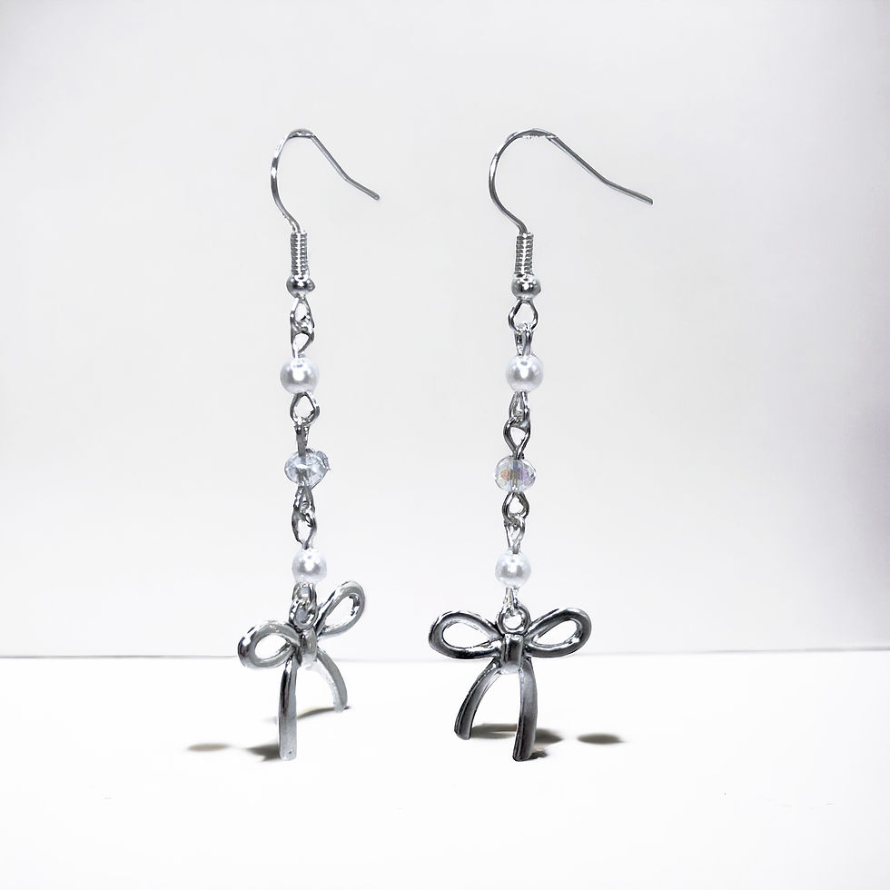 Miniature : Pearl Bow Drop Earrings