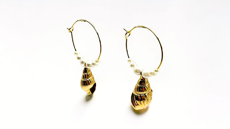 Miniature : Luminous Pearl Shell Hoops