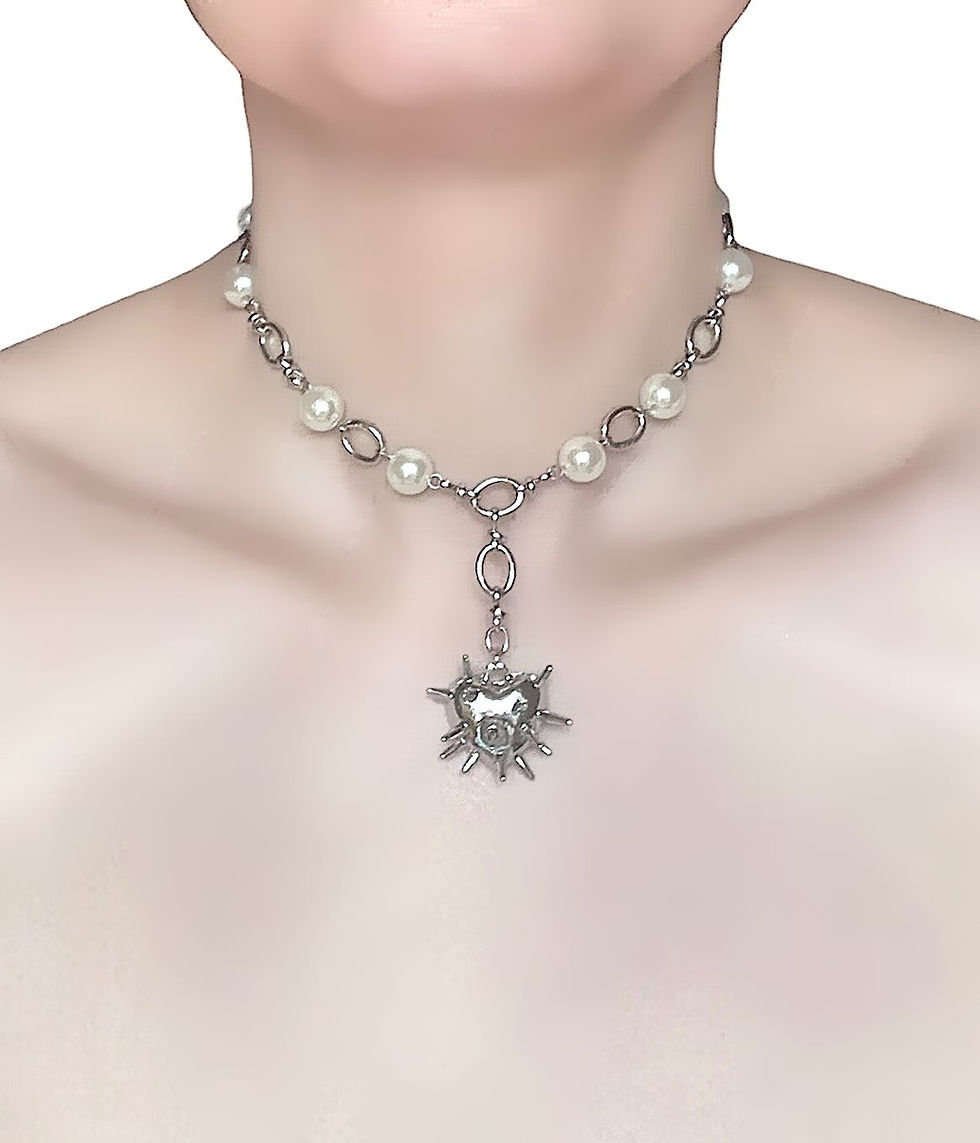 Miniatyrbild: Spiked Heart Pearl Choker