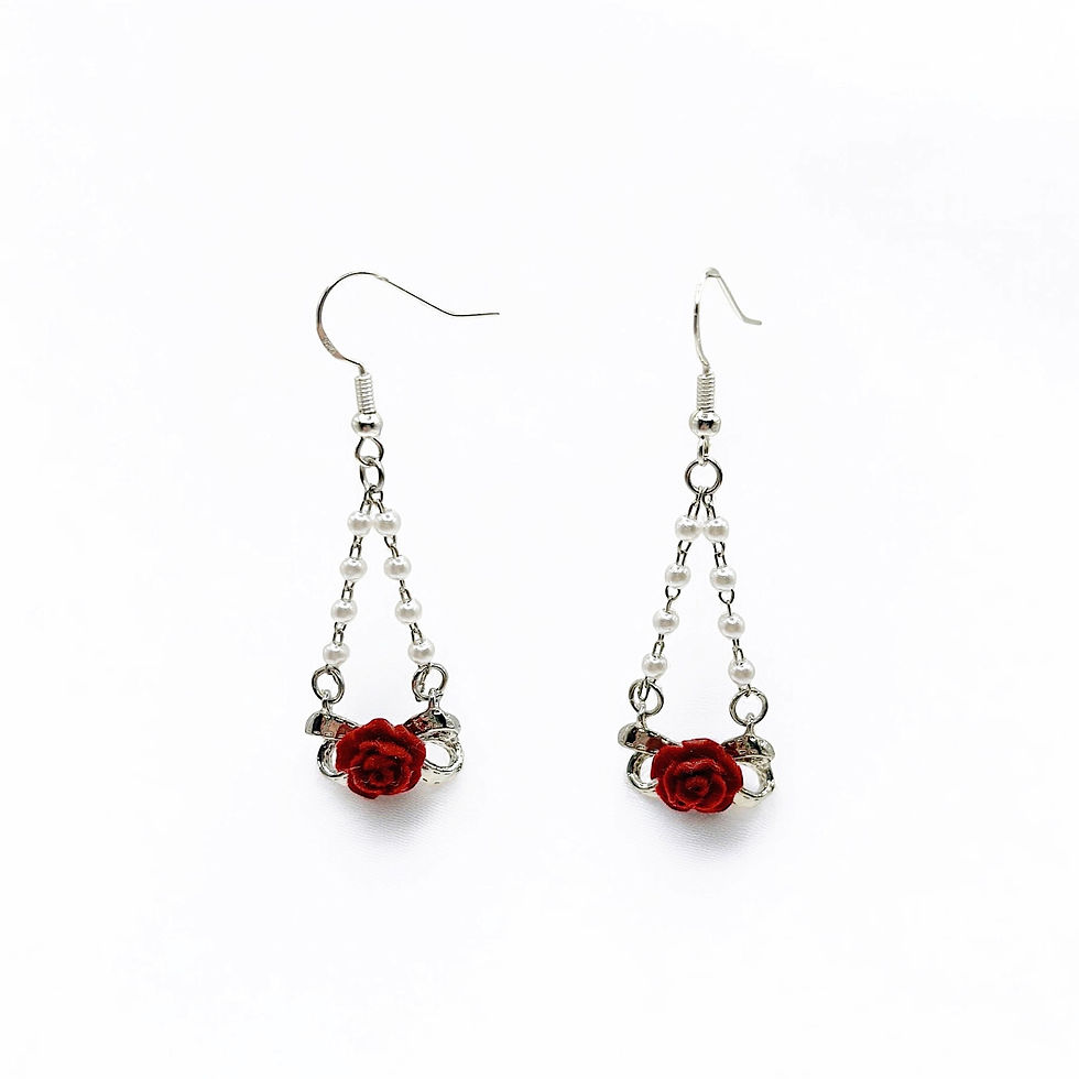 Miniature : Roses and Pearl Earrings