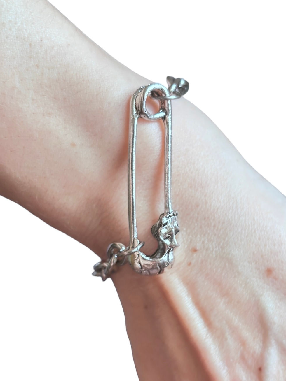 Miniatyrbild: Curb & Skull Safety Pin Bracelet 