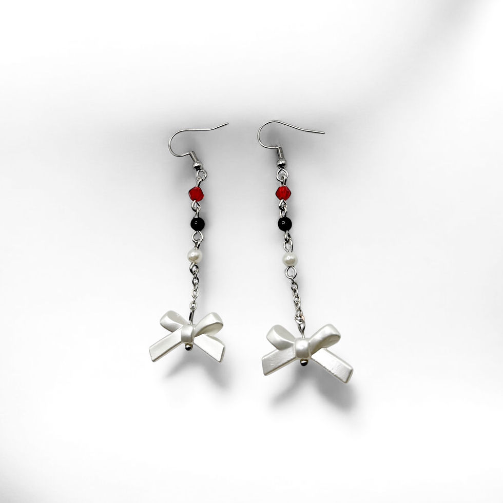 Thumbnail: Beaded Bow Drops Earrings 
