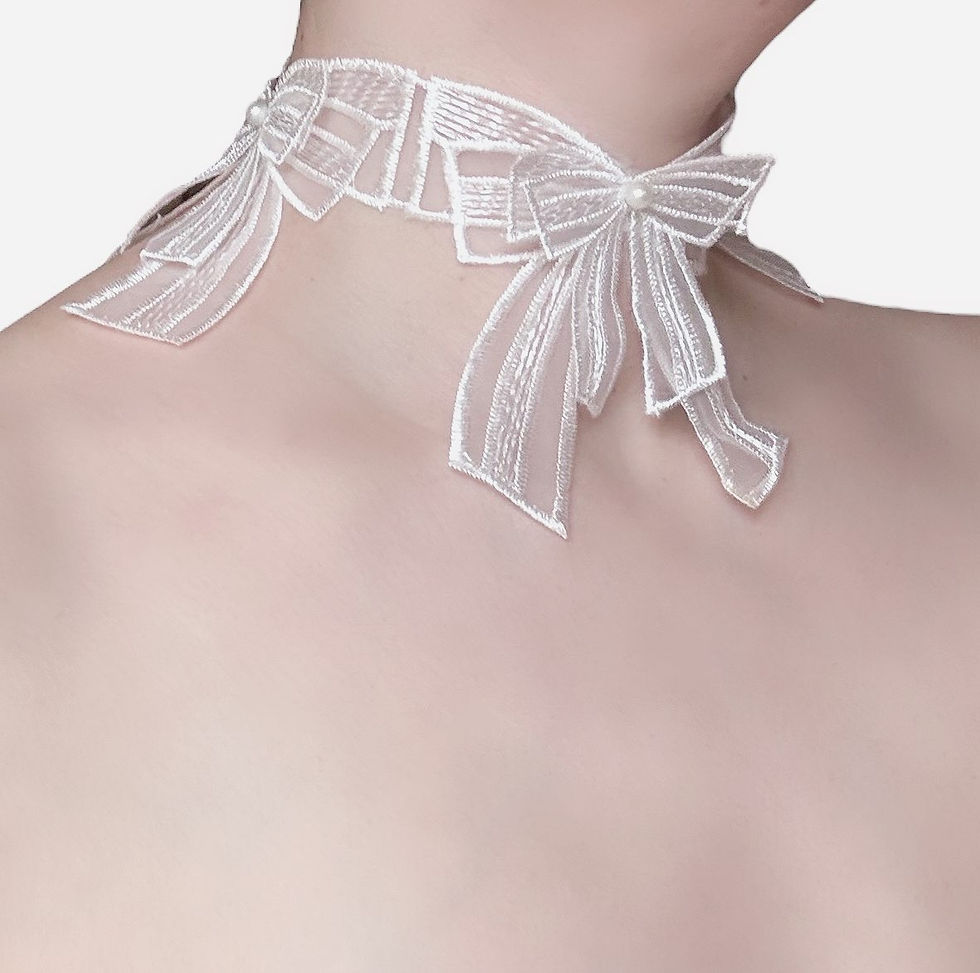 Miniature : White Lace Bowknot Choker