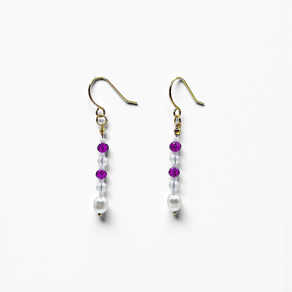 Miniaturbild: Amethyst Dawn Earrings with Cultured Pearls