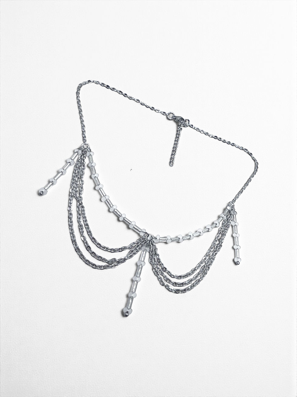 Miniaturbild: Silver Veil Draped Chain Collar Necklace 