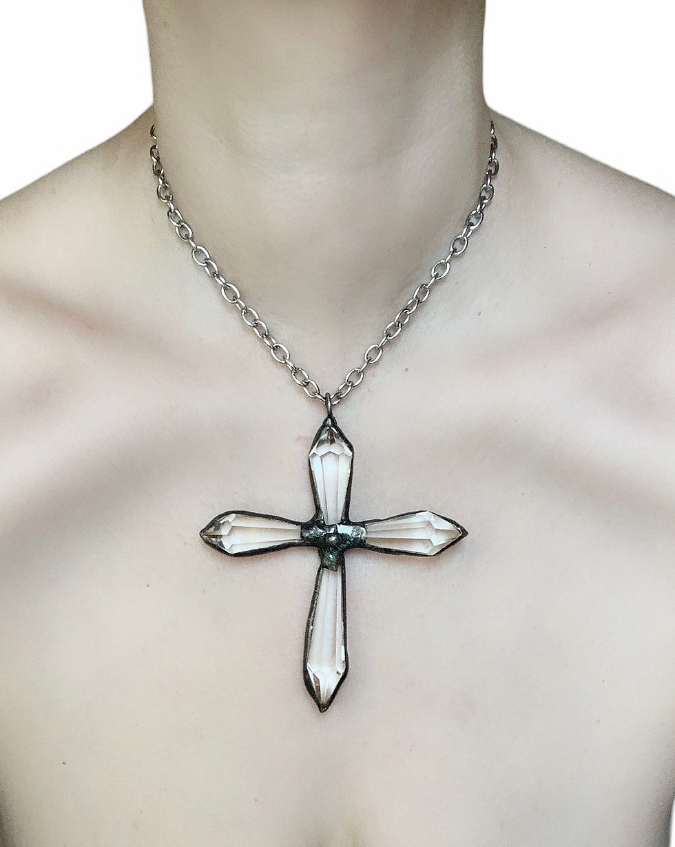 Miniatura: Large Glass Cross Necklace 