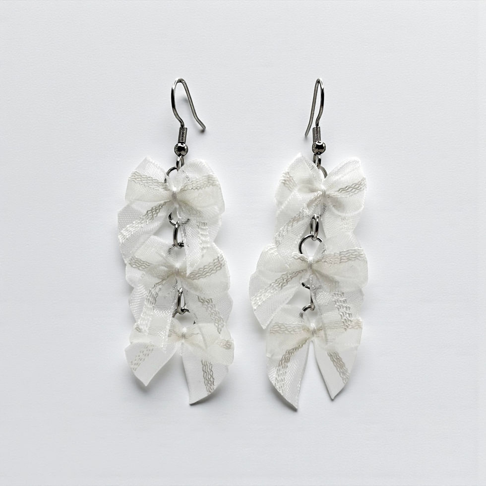 Miniatura: Ivory Lace Bow Drop Earrings