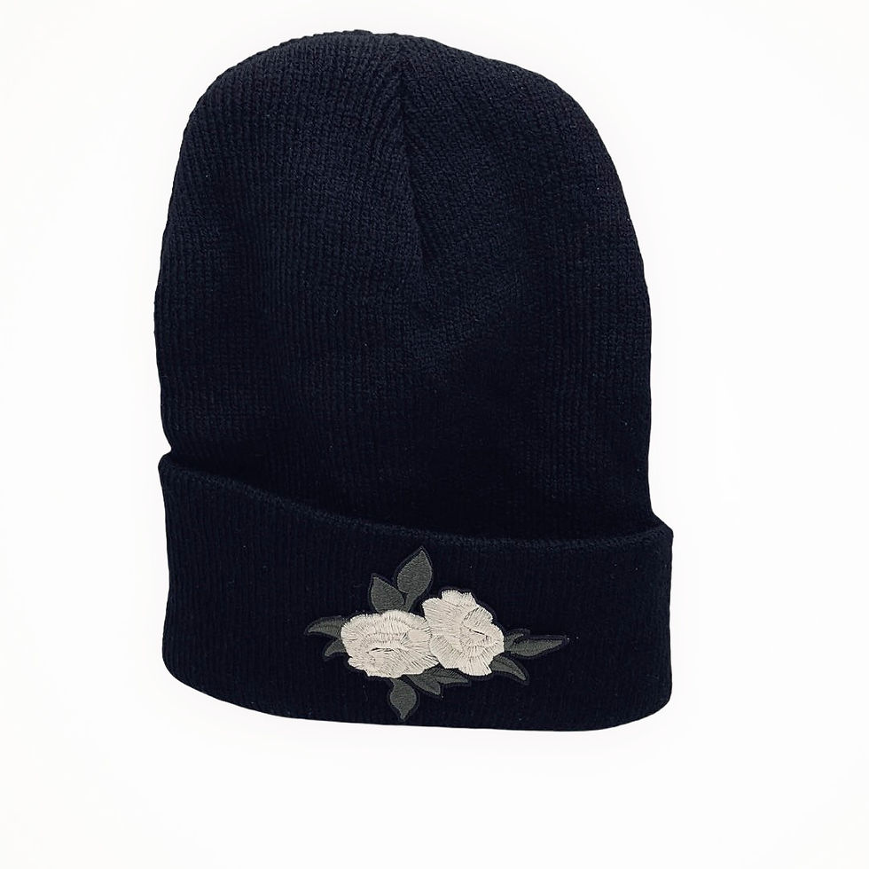 Miniaturbild: Cream Rose Black Beanie