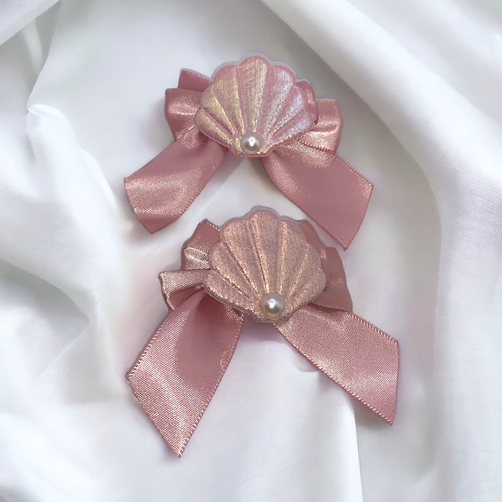 Thumbnail: Iridescent Clam Shell Bow Hair Clips