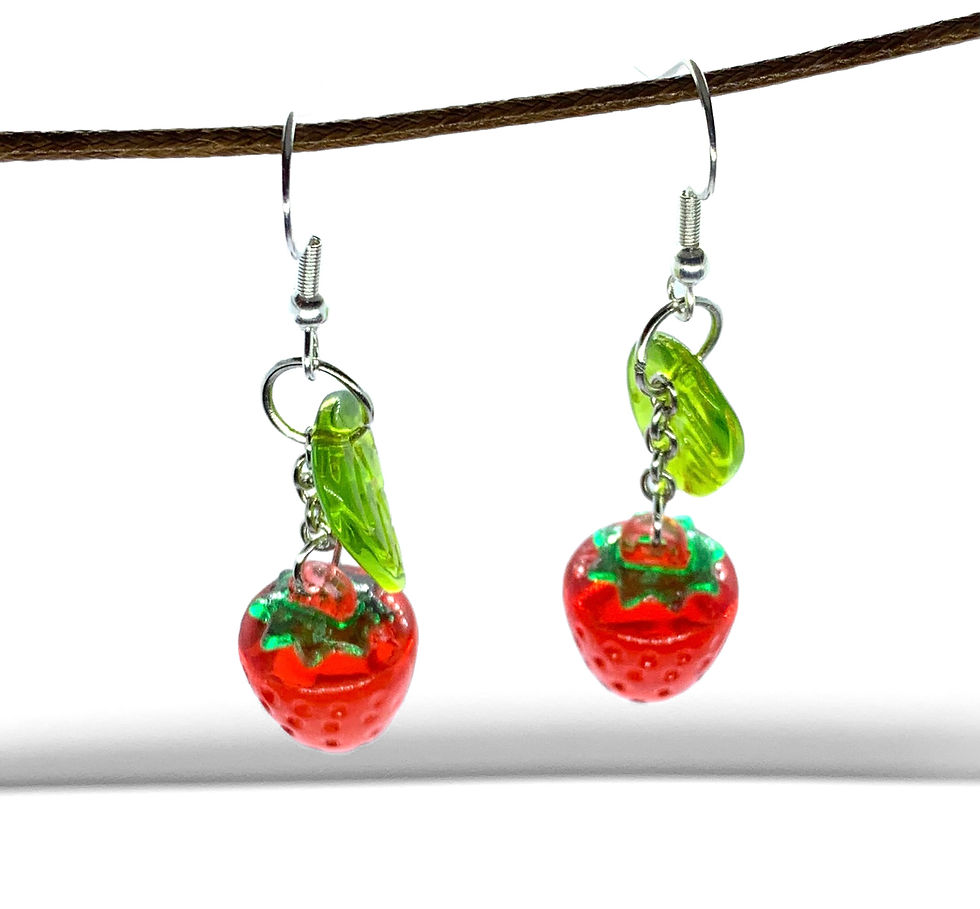 Miniaturbild: Strawberry Earrings - Silver Plated Hooks