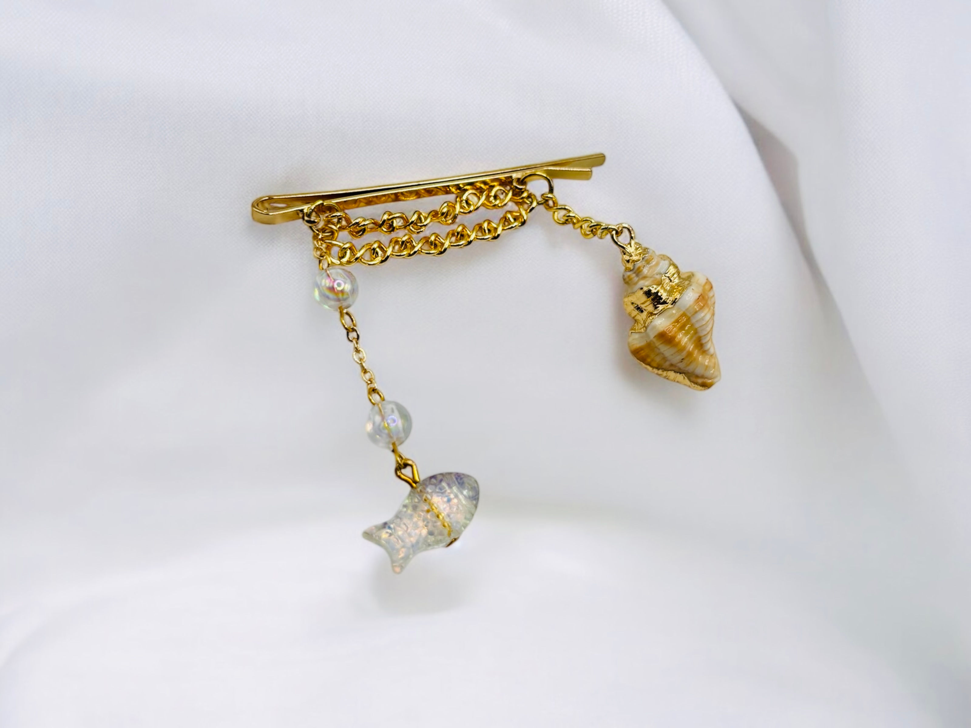 Golden Shell & Fish Hair Clip