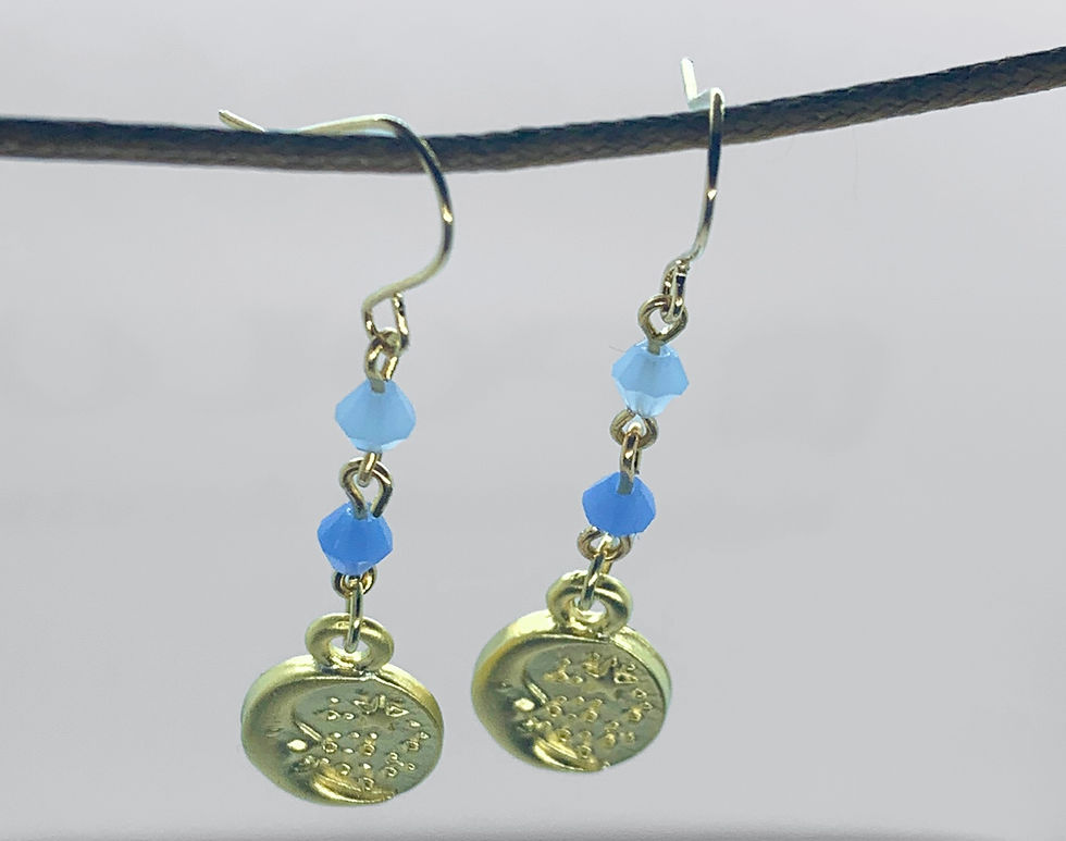 Miniatyrbild: Moon and Star Nugget Earrings - Gold Plated