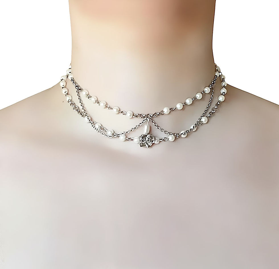 Thumbnail: Ivory Mourning Rose Choker