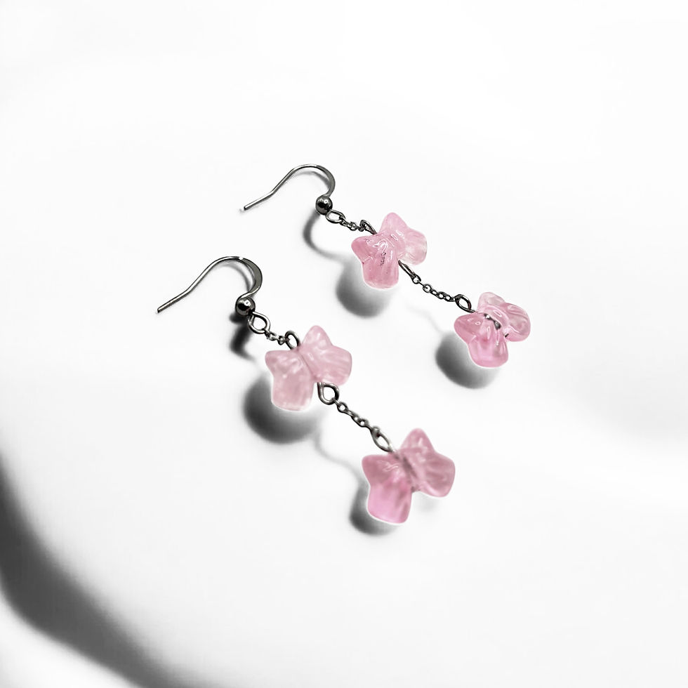 Thumbnail: Sweet Blush Cascade Bow Earrings