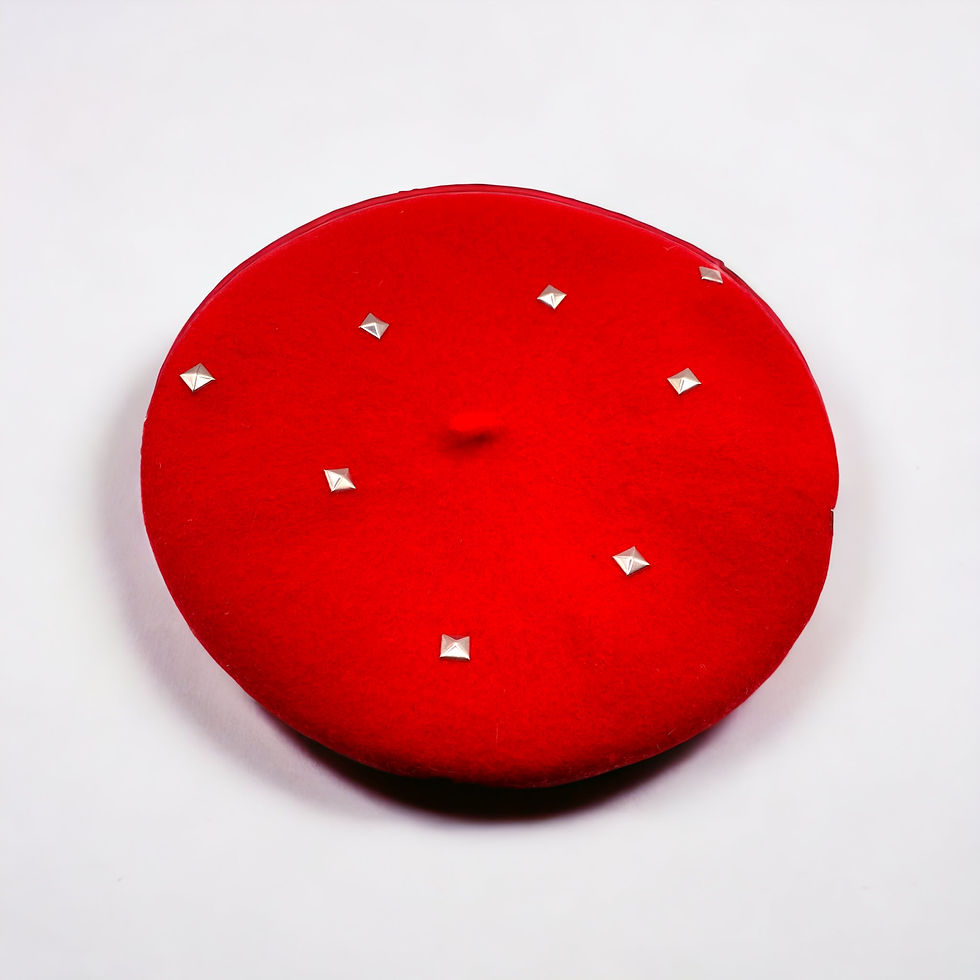 Miniatyrbild: Red Beret with Pyramid Spikes