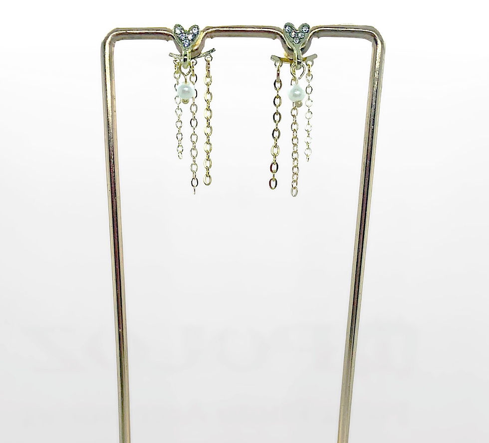 Miniaturbild: Rhinestone Heart Earrings with Chained Jackets