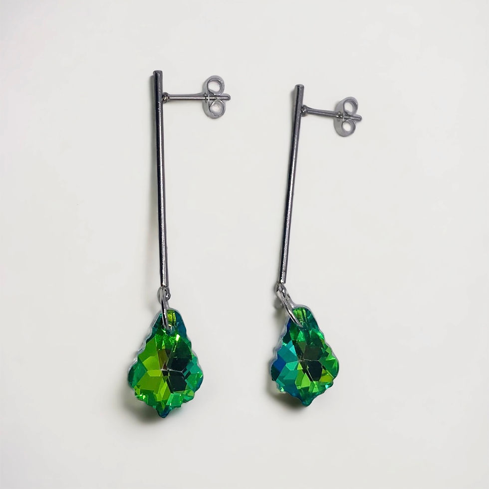 Miniature : Green Glass Drop Earrings