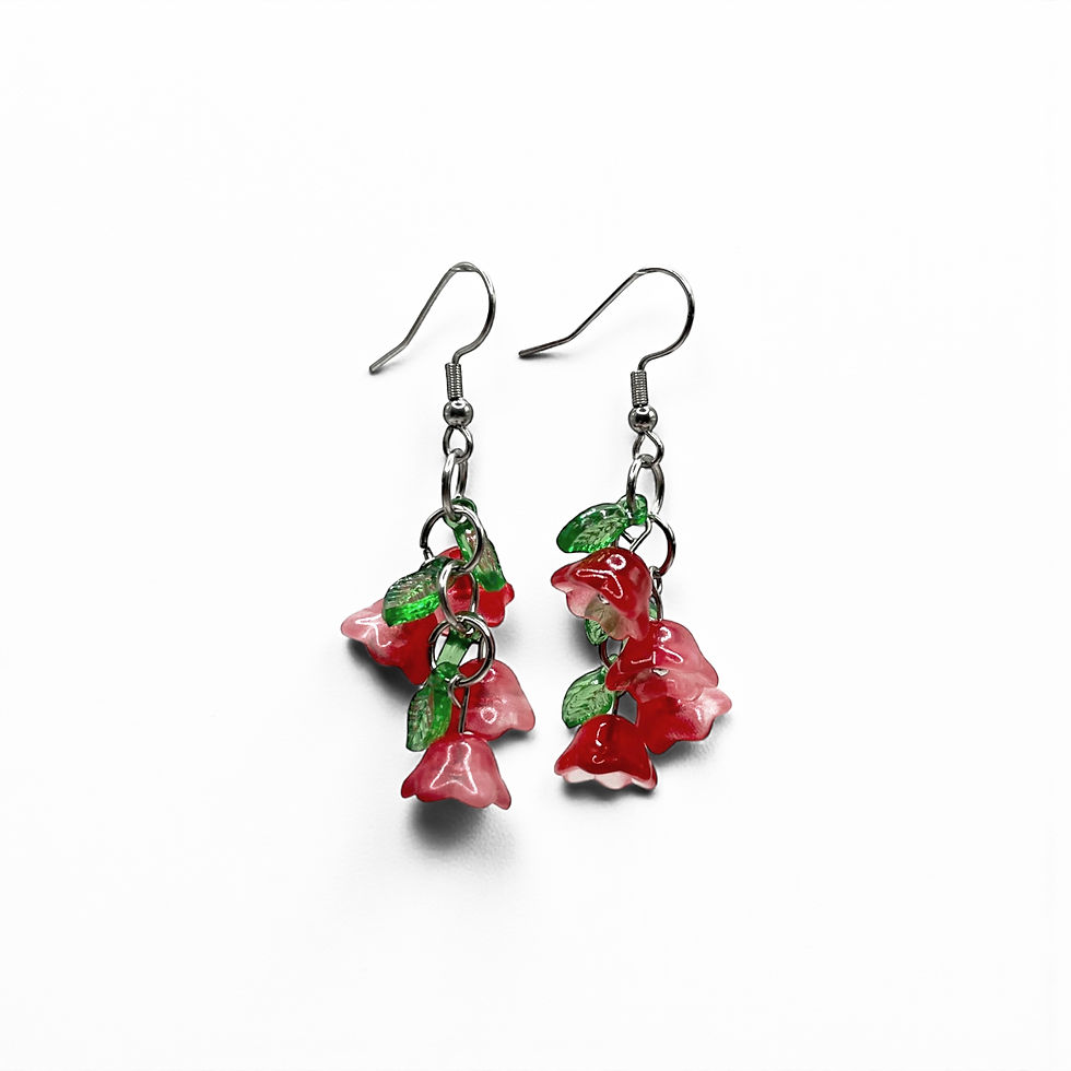 Miniature : Crimson Blossom Cascade Earrings