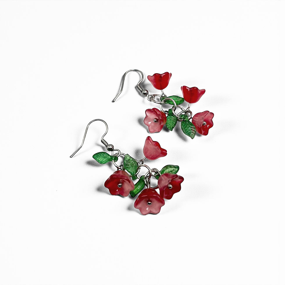 Miniature : Crimson Blossom Cascade Earrings