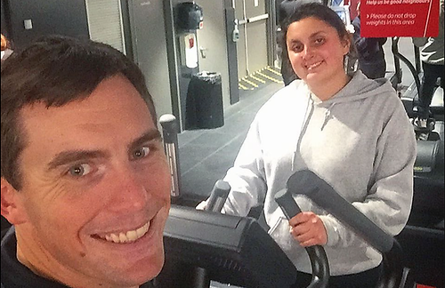 Thomas training Ari on a cross trainer