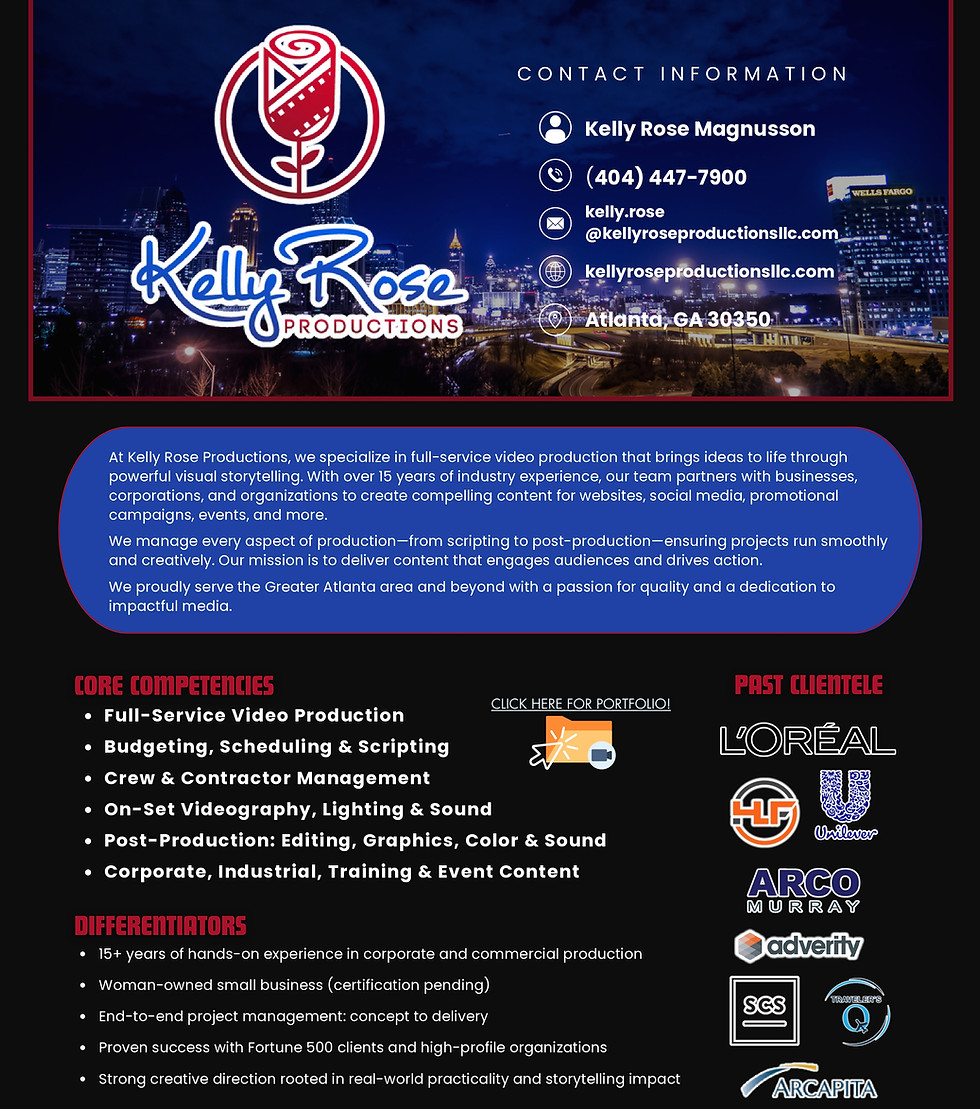 Kelly Rose Productions One-Pager