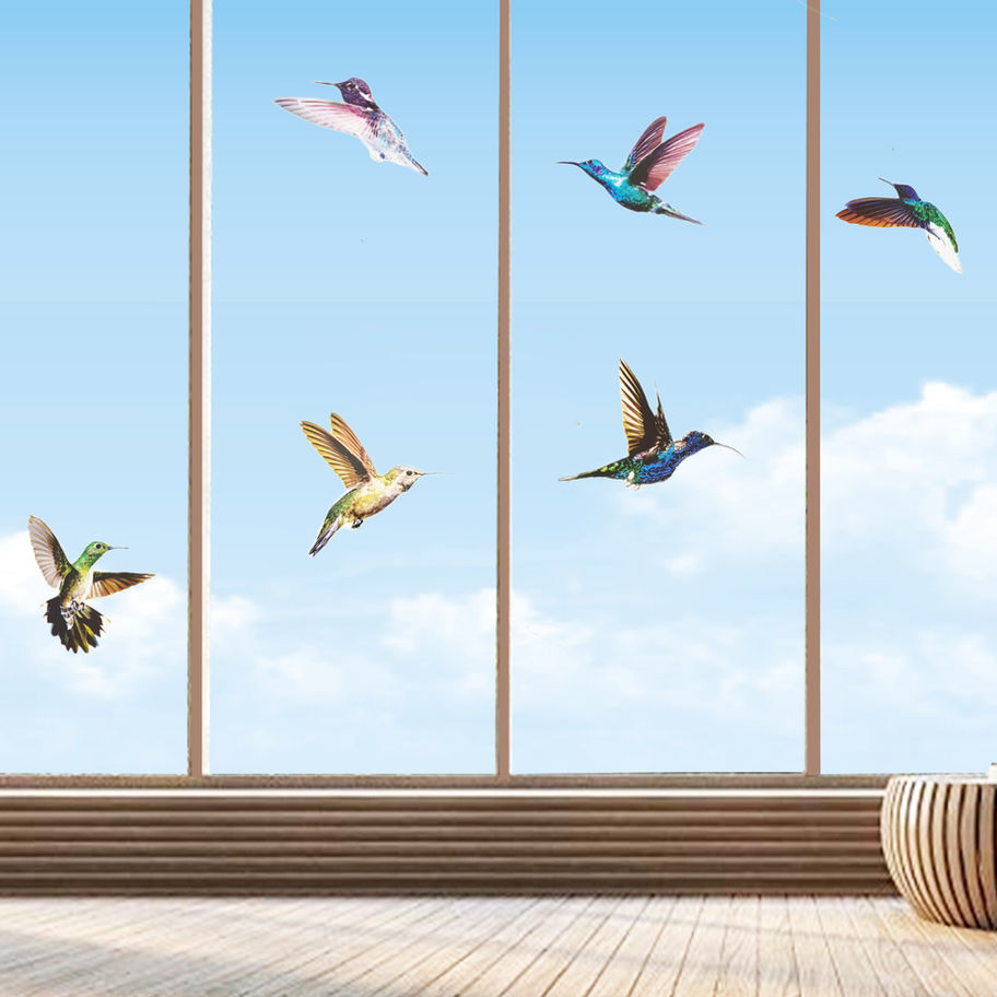Hummingbird Window Bird Decal, Anti-Collision Bird Stickers, 6 pcs