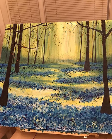 Woodland walk through bluebells