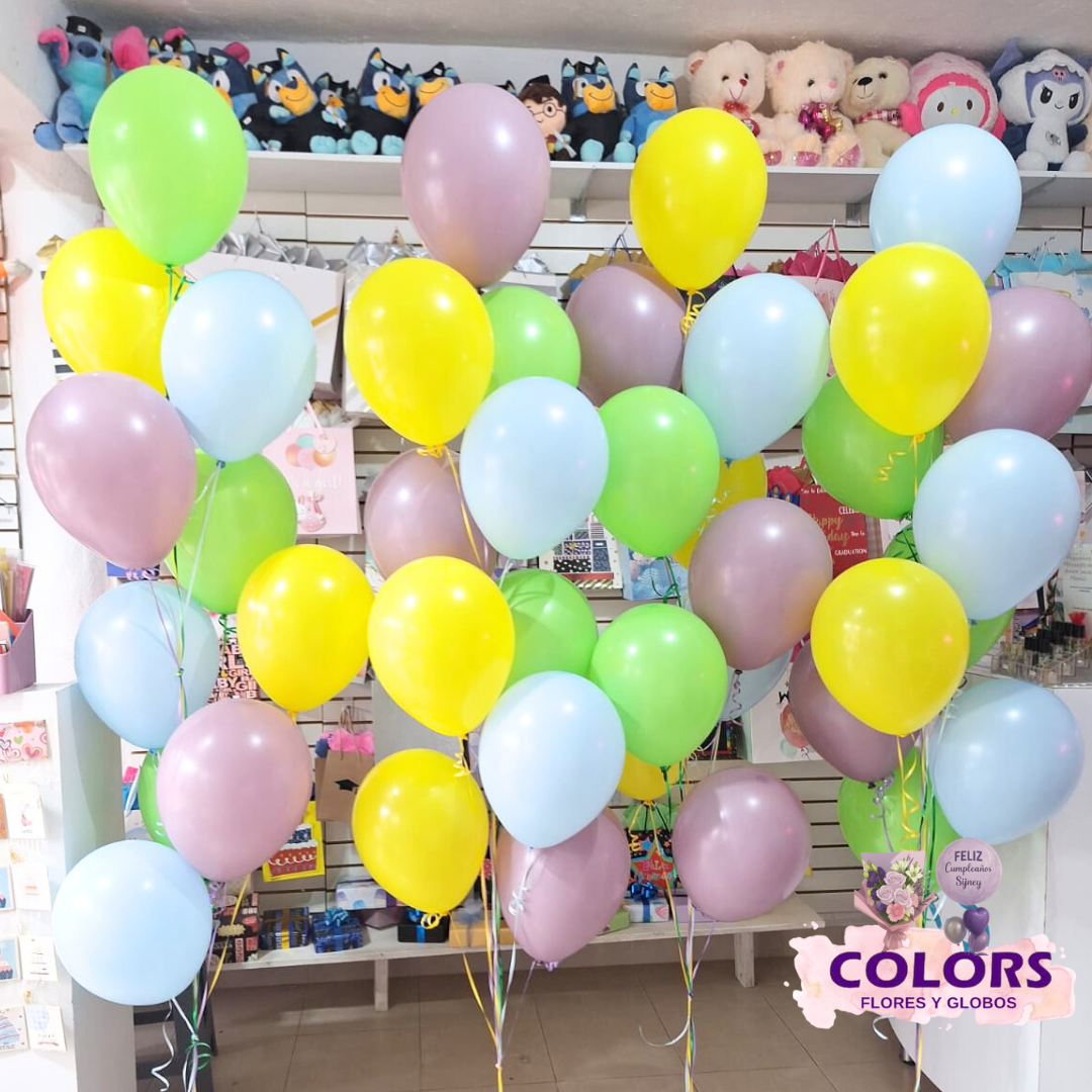 40 Globos látex con helio