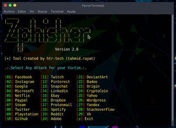 Phishing Simulation using Zphisher on Kali Linux 