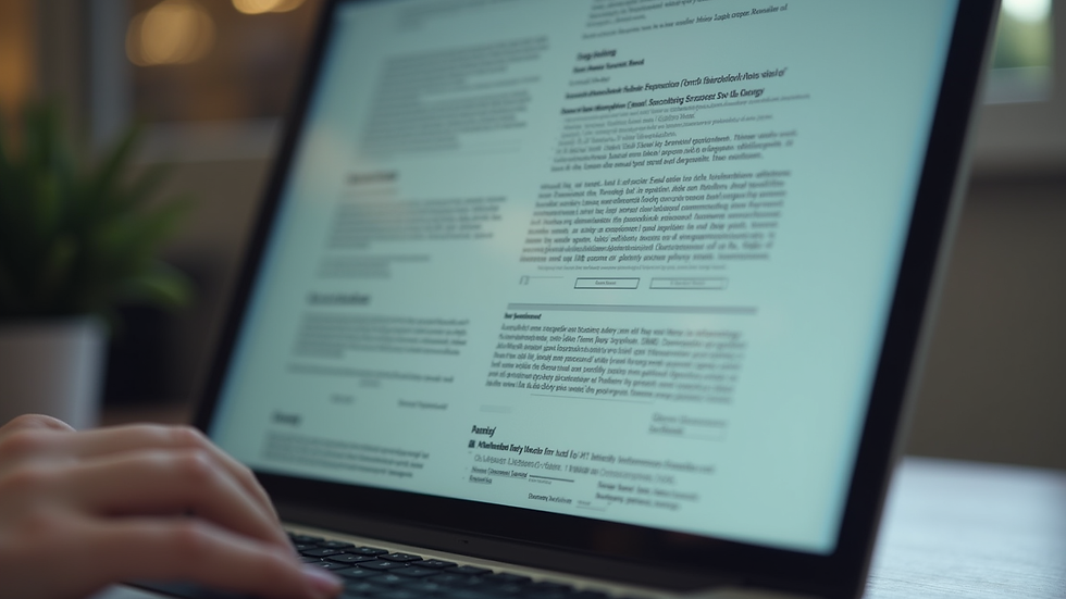 Close-up view of a laptop with legal documents on screen