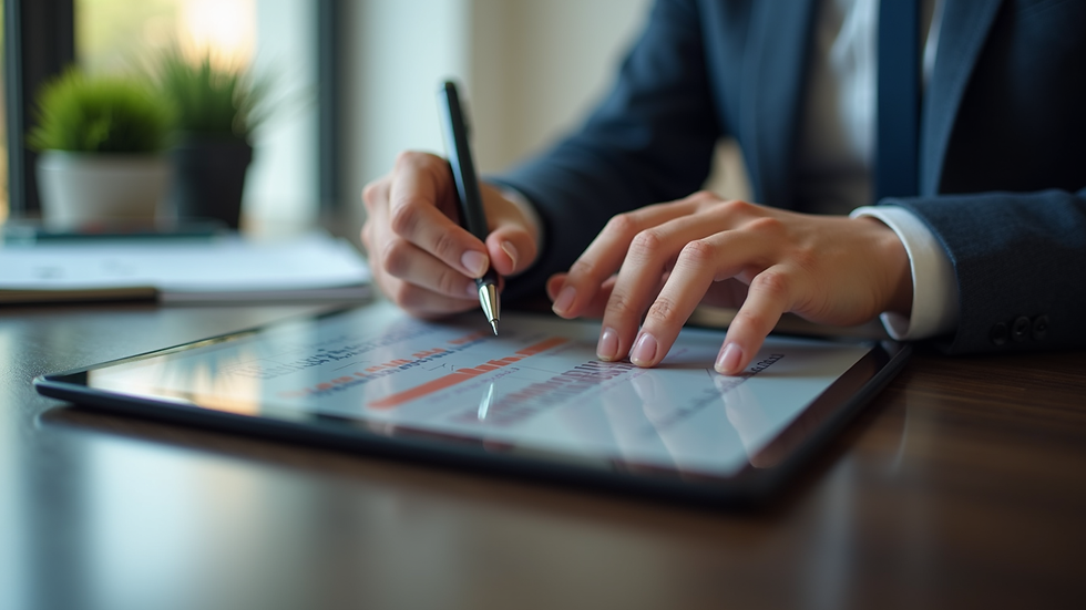 Eye-level view of a person using a tablet for online legal consultation