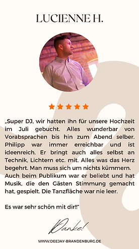 Bewertung: professionelle Musikbegleitung durch Hochzeit und Event DJ aus Potsdam-Mittelmark