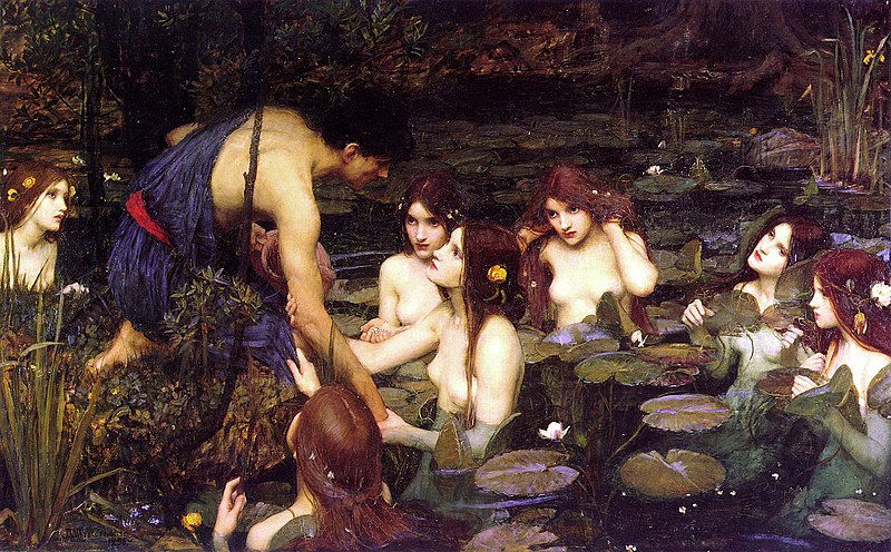 The famous painting "Hylas and the Nymphs" by John William Waterhouse. Image courtesy the Manchester Art Gallery.