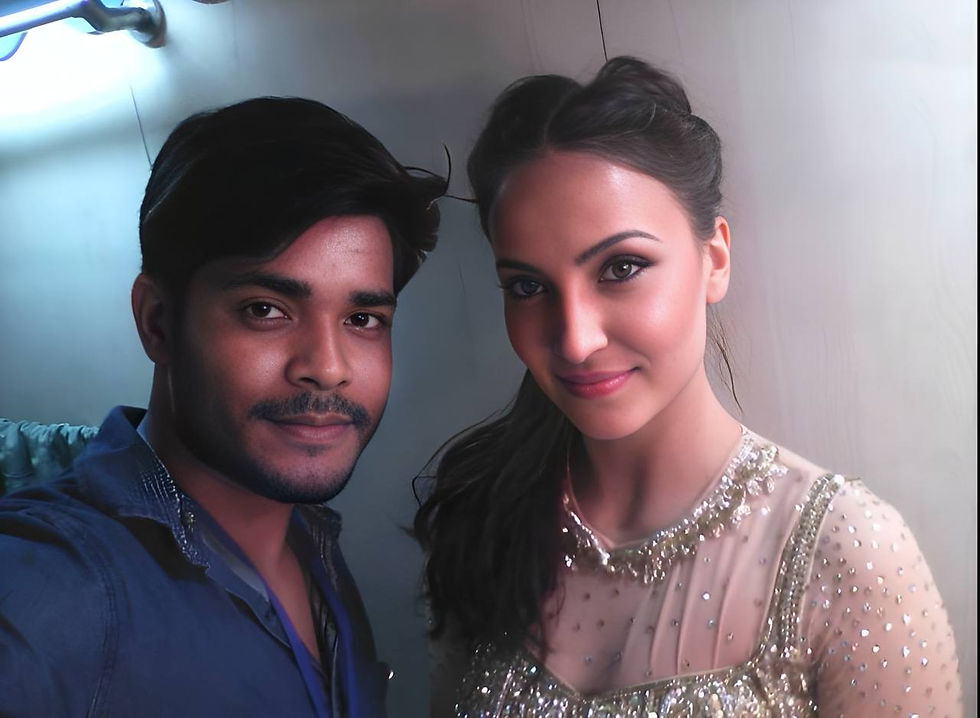 Sameer With Elli AvrRam ( Swedish actress )