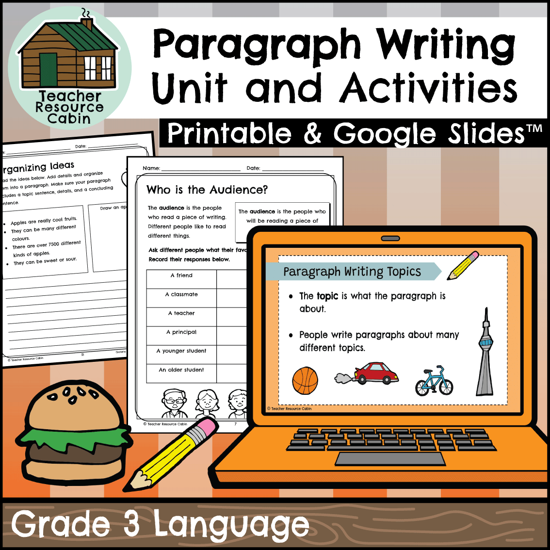 Grade 3 Paragraph Writing Unit (Printable + Google Slides