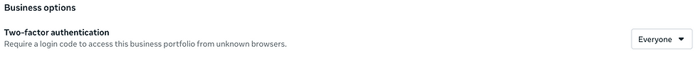 Screenshot of the 2FA verification option in the meta business manager