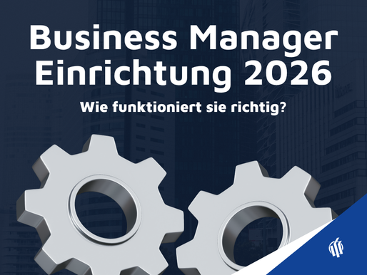 Meta Business Manager Einrichtung 2026: wie funktioniert sie richtig? Darunter zwei Zahnräder.