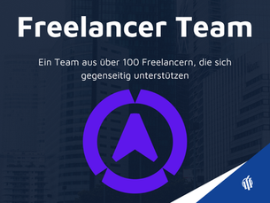 Bild mit der Überschrift: "Freelancer Team. Ein Team aus über 100 Freelancern, die sich gegenseitig unterstützen.
