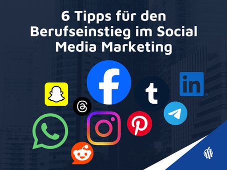 Titelbild mit der Überschrift: Berufseinstieg im Social Media Marketing. Darunter die Logos der bekanntesten Social Media Kanäle.