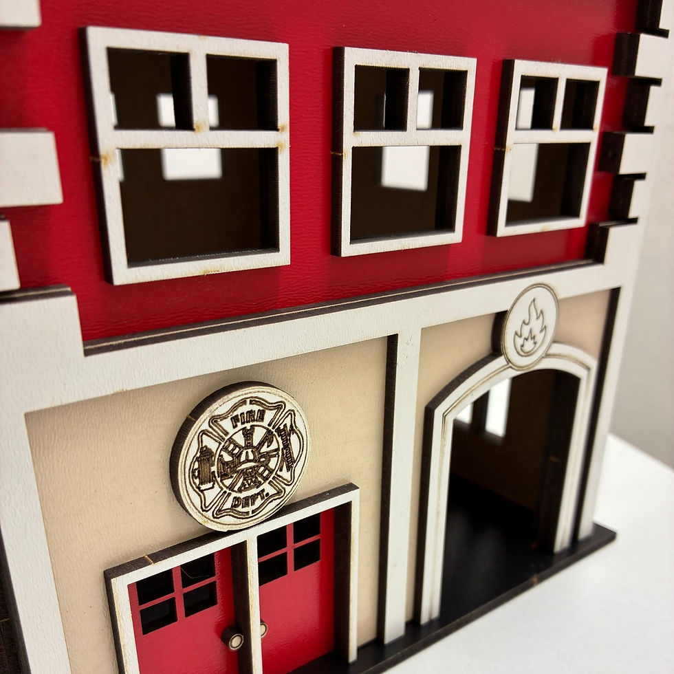 Küçük resim: Ahşap İtfaiye İstasyonu Maketi 54 Parça MDF Puzzle Model - 3D İtfaiye Merkezi