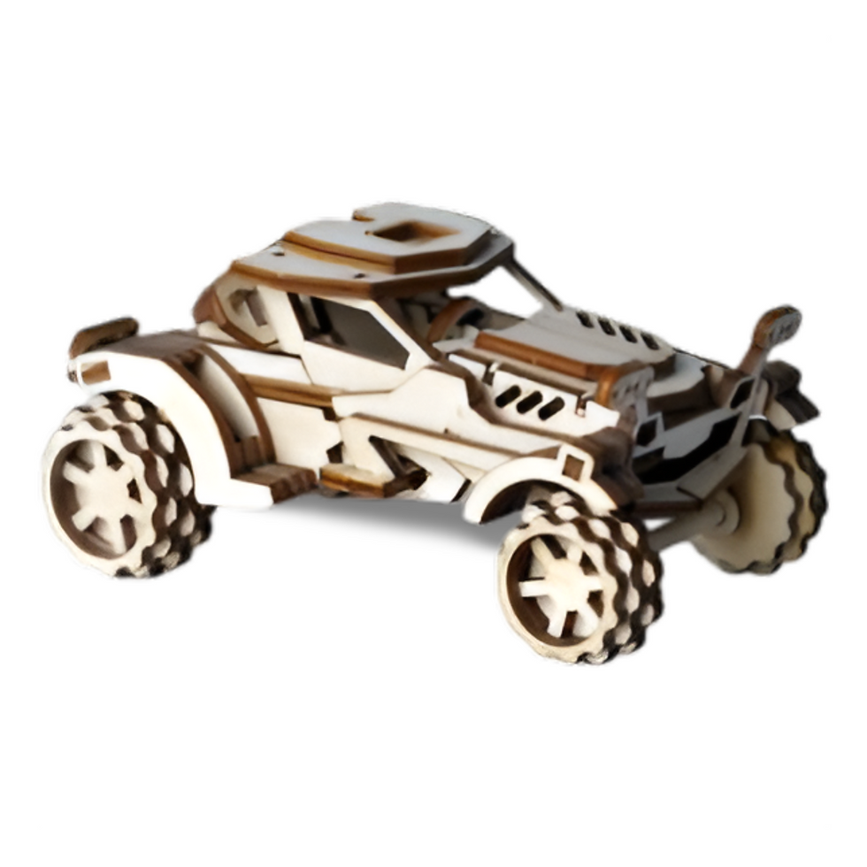 Thumbnail: Ahşap Off-Road Araba Maketi - 73 Parça 3D Puzzle - Mini Boy Hobi Puzzle Seti