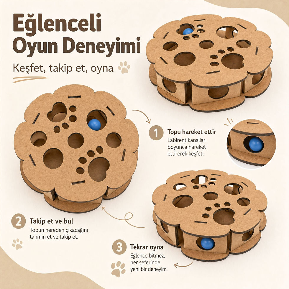 Küçük resim: Kediler İçin Zeka Oyuncağı | Pati Desenli Çiçek Form Bulmaca Kutusu 26x26x7cm