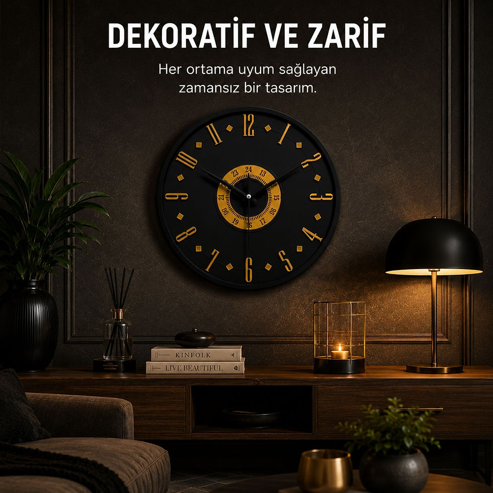 Küçük resim: 40 cm Dekoratif Duvar Saati – Ahşap MDF ve Aynalı Pleksi Tasarım