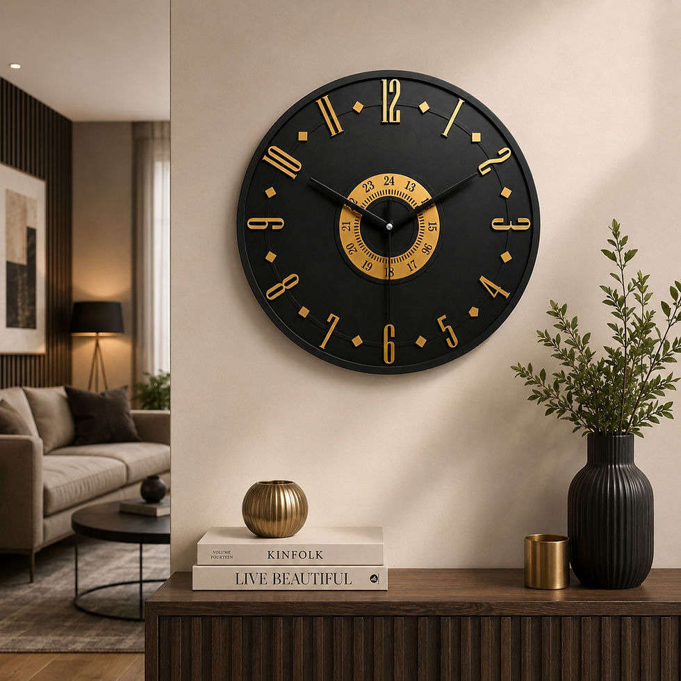 Küçük resim: 40 cm Dekoratif Duvar Saati – Ahşap MDF ve Aynalı Pleksi Tasarım